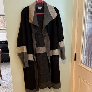 Max Studio Black and Gray Textured Coat